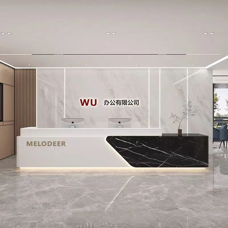 تصميم التخزين مكتب الاستقبال مكتب الاستقبال عيادة مكاتب الاستقبال التجارية الطويلة صالون تجميل أثاث الاستقبال Mostrador