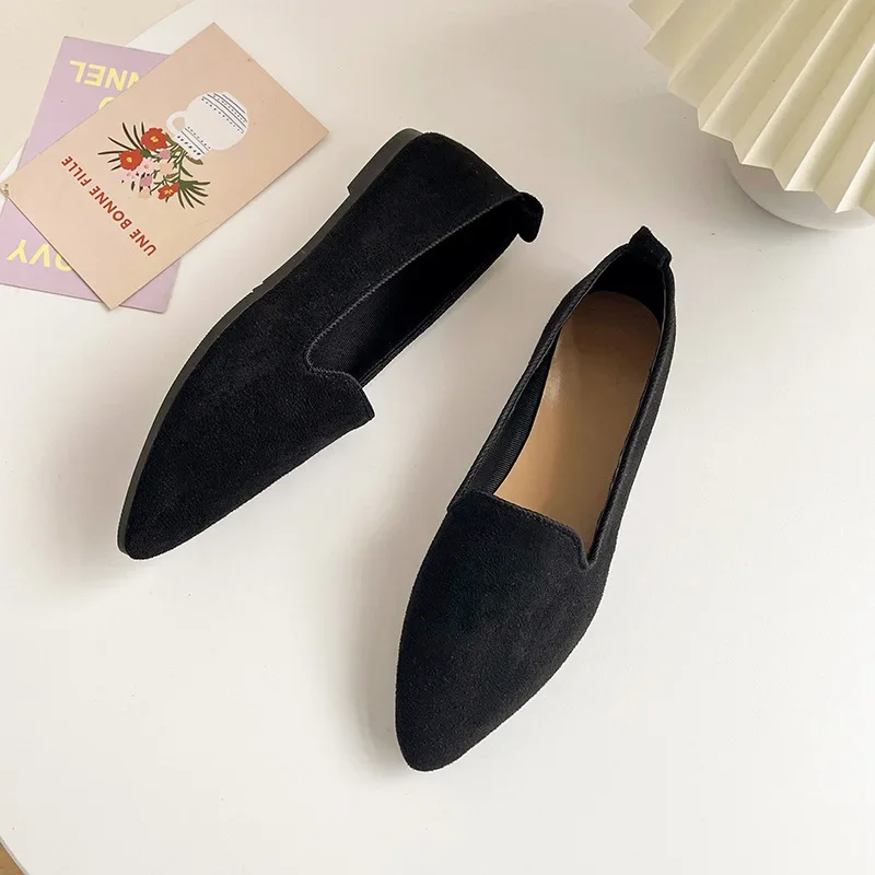 Fashion Slip on Loafers Breathable Stretch Ballet Shallow Flats Women Soft Bottom Pointed Toe Boat Shoes plus size 2023