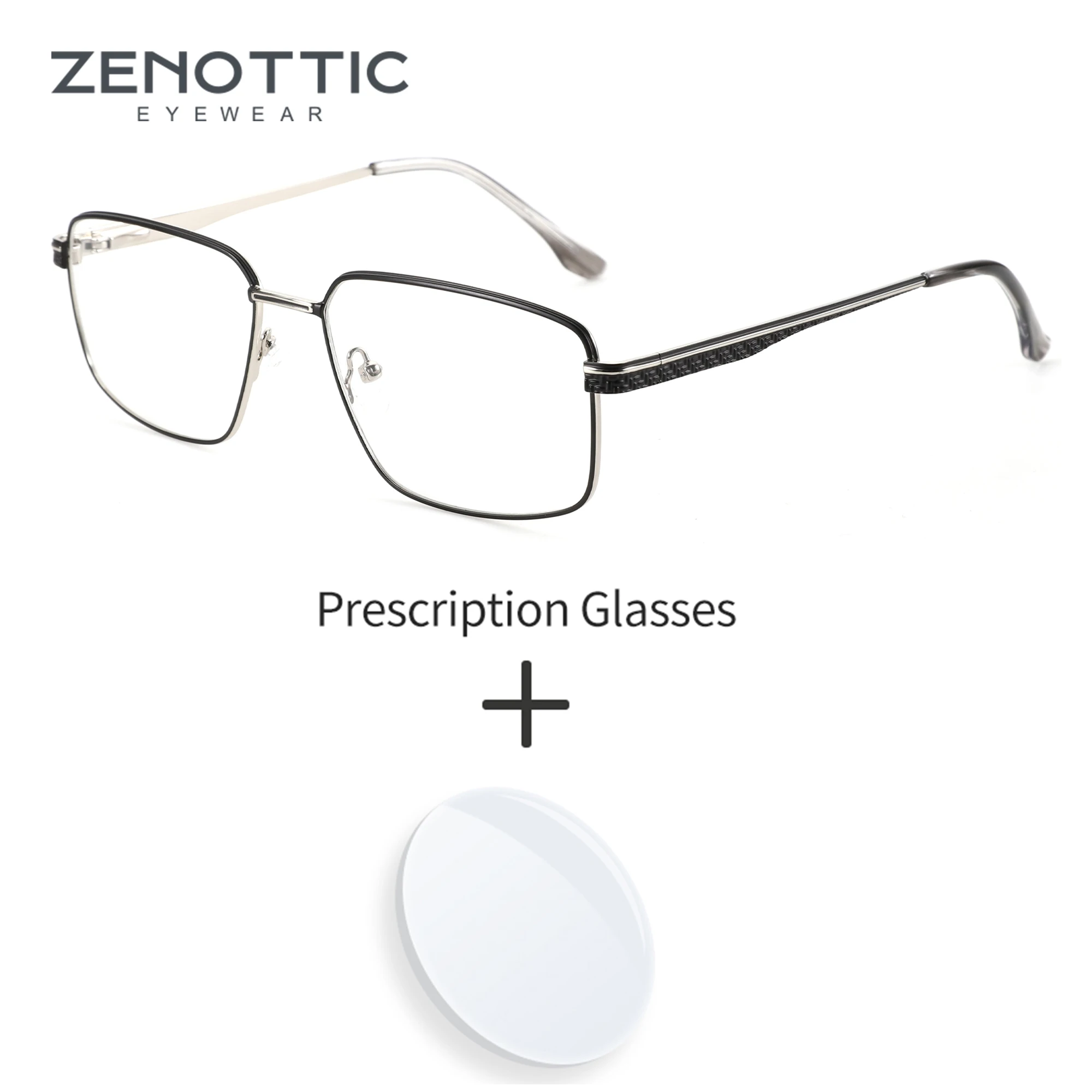 ZENOTTIC Men Fashion Prescription Eyeglasses Metal Full Frame Optical Eyeglasses Myopia Hyperopia Progressive Anti-Blu-ray