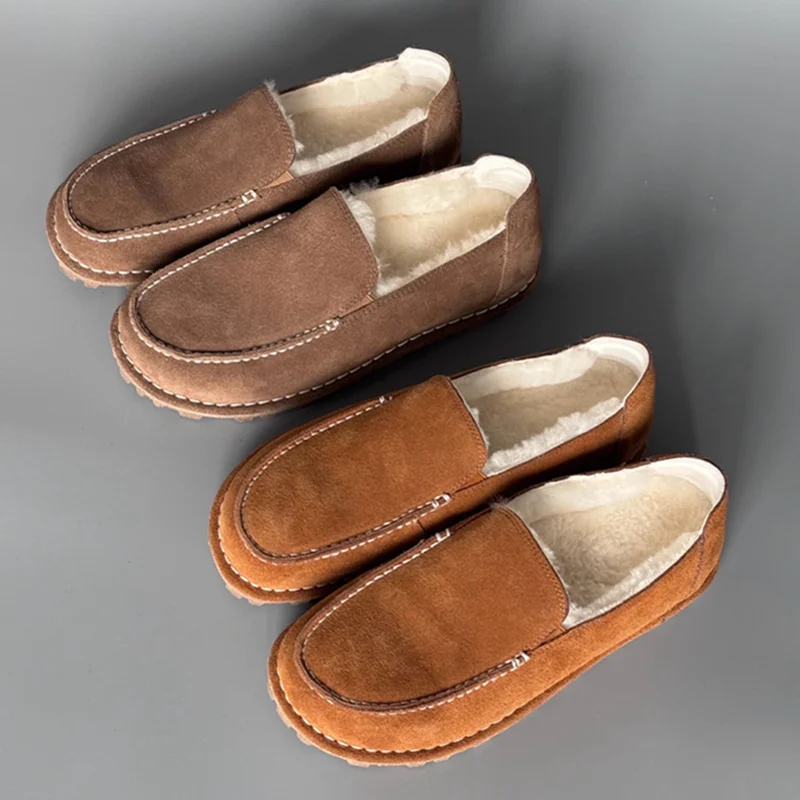 

Jenny&Dave Minimalist Nordic Mokasin Wool Shoes Vintage Soft Warm Slip On Woman Shoes Shoes For Woman Loafers