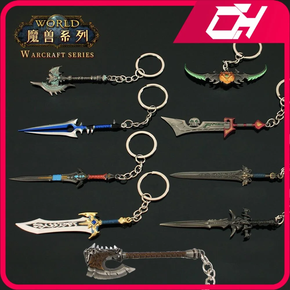 7cm World of Warcraft Weapon Blood Roar Battle Axe Figure Lich King Game Peripheral Keychain Alloy Model Ornament Gift Toys Boys