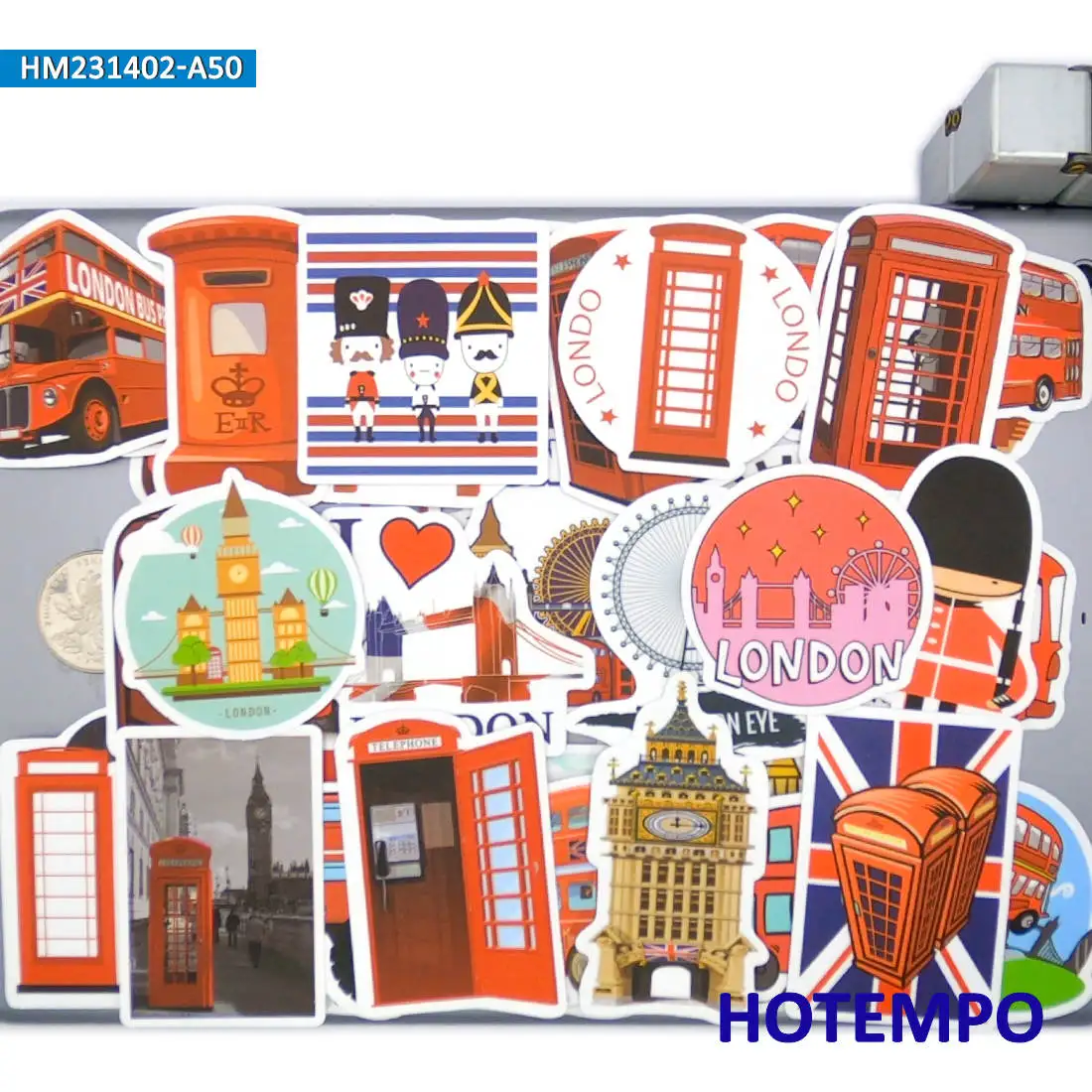 ملصقات لندن الحمراء ، ميزات المناظر الطبيعية الحضرية ، ثقافة السفر, للديكور الإبداعي DIY ، ألعاب ملصقات ممتعة, 20/30/50 قطعة