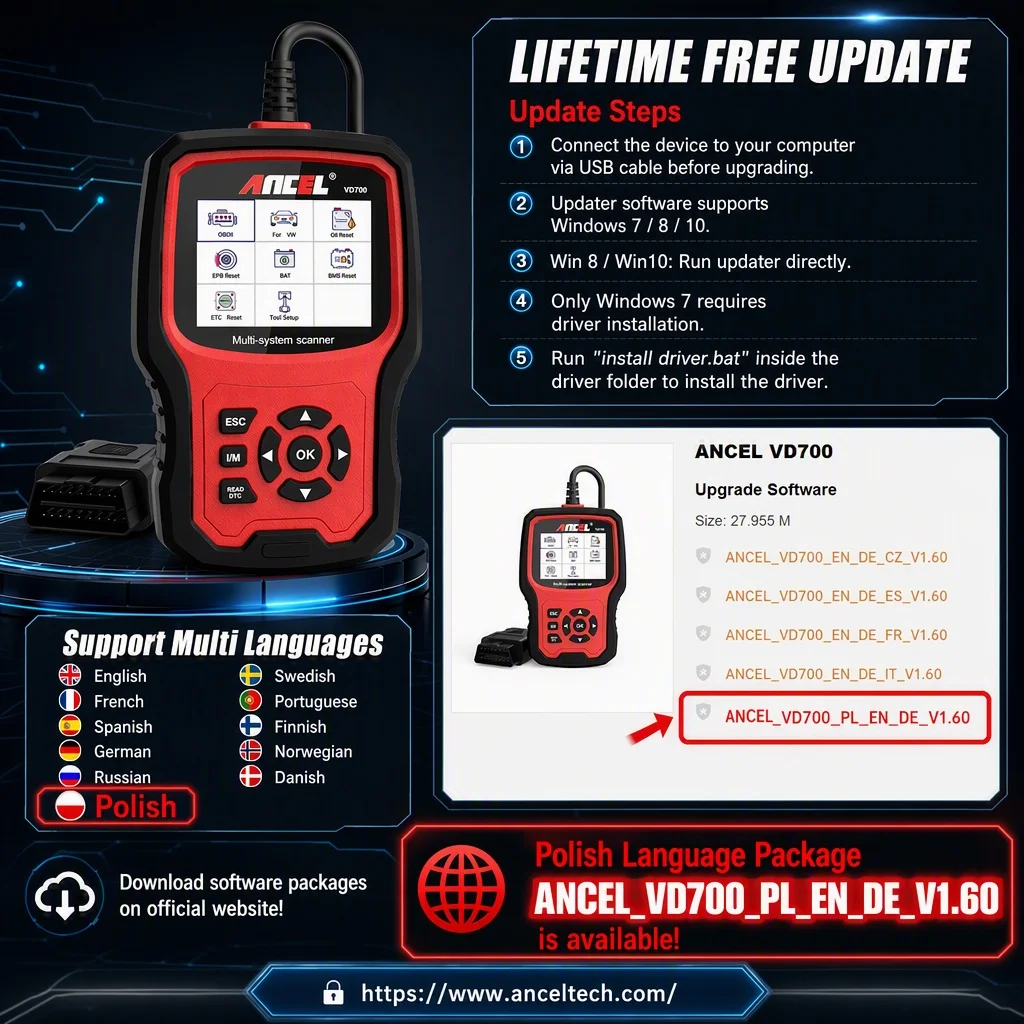 ANCEL VD700 OBD2 Scanner für VW, Audi, Seat, Skoda, Öl, EPB, ABS, SAS, TPMS, Vollsystem-Codeleser, Diagnose-Scan-Tool – Detail 9