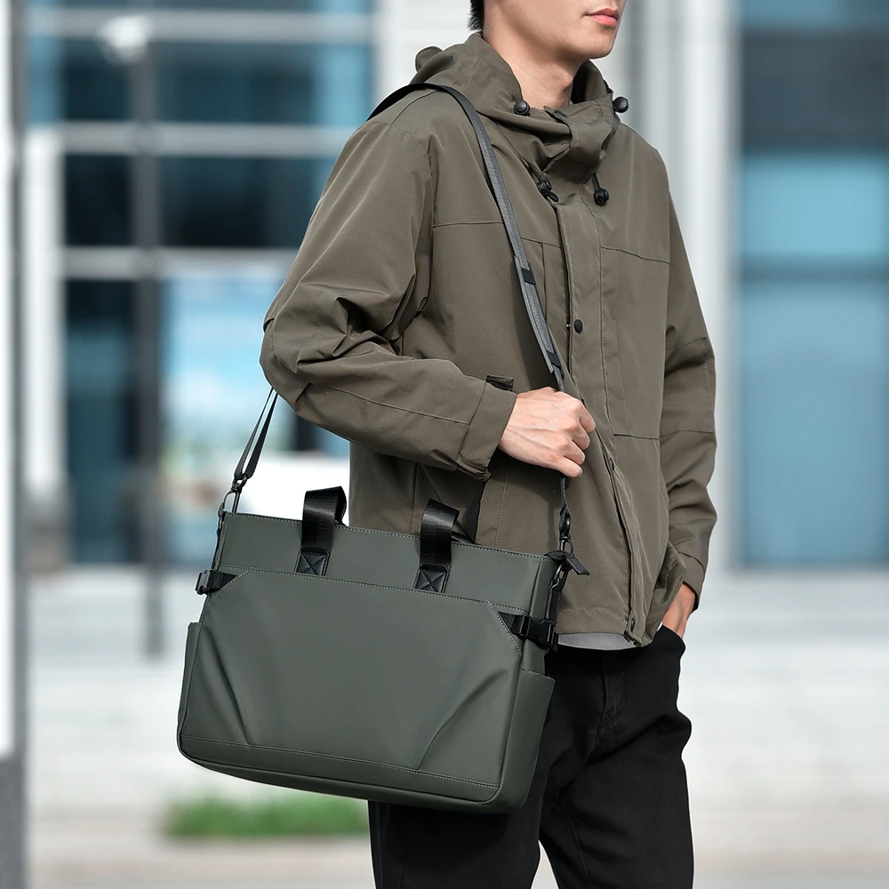Men's Briefcase Black Waterproof Large Capacity Handbag Versatile Commute for Business Laptop Bag Minimalist Daily Crossbody Bag