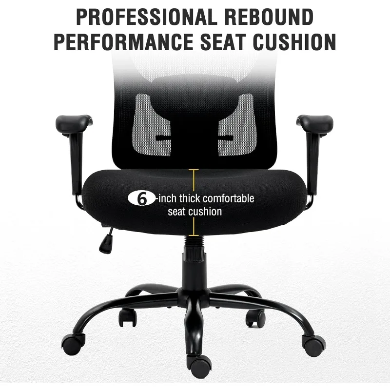 Big And Tall Office Chair 500LBS Ergonomic Mesh Desk Chair With Adjustable Lumbar Support Arms Wide Seat Task Executive
