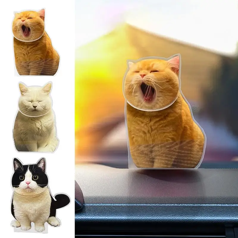 Bobblehead Cat Cute Ornaments for Dashboard Acrylic Ornaments for Car Dashboard and Desk Animal Shaking Head Car Decoration