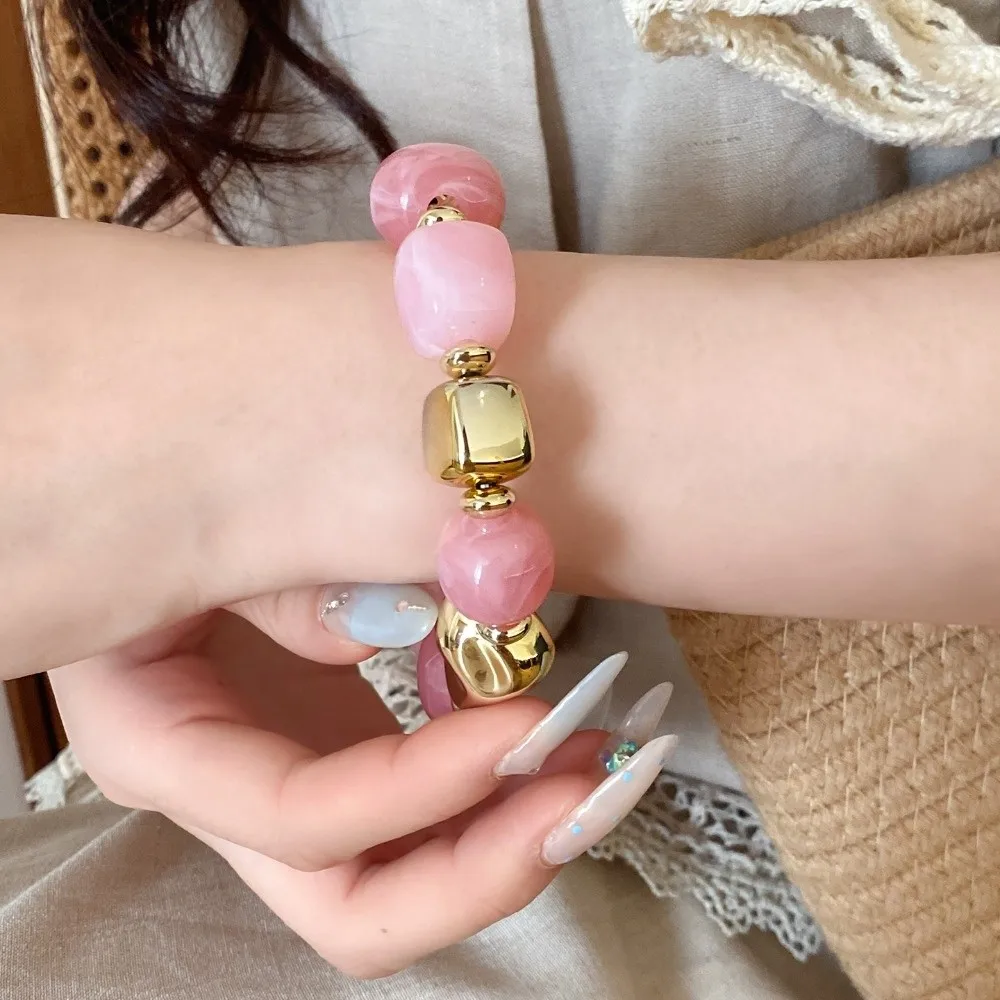 Bohemian Beads Acrylic Bangle Europe American Style Smudging Irregular Bracelet Dopamine Jewelry Accessories Retro Hand Ring
