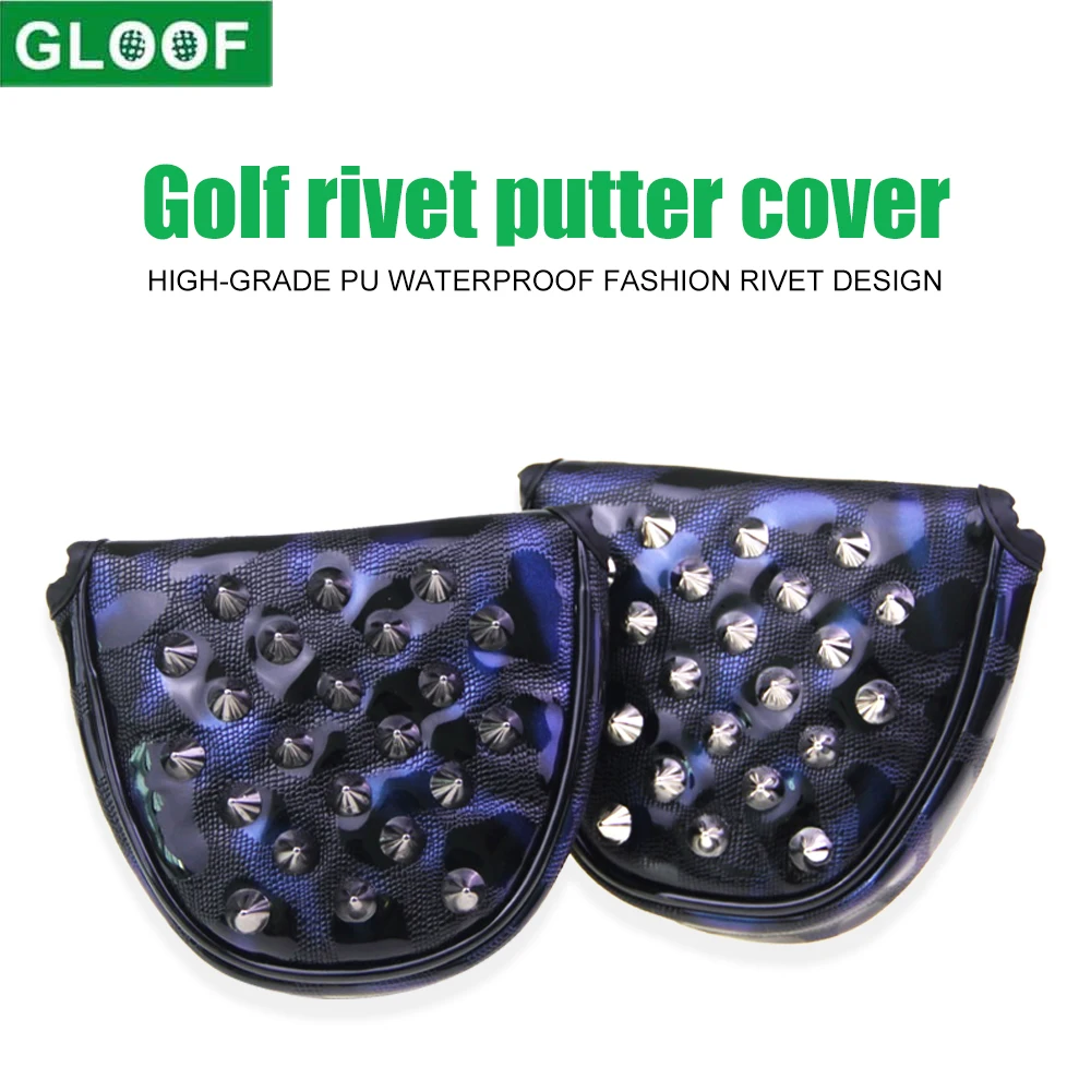 Golf Magnetic Closure Mallet Club Head Cover,Waterproof PU Putter Headcover Inner Plush with Rivets Magnetic Buckle