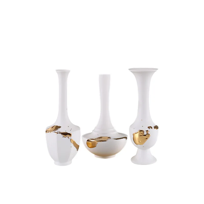 New Chinese classical gold-painted ceramic vase ornament