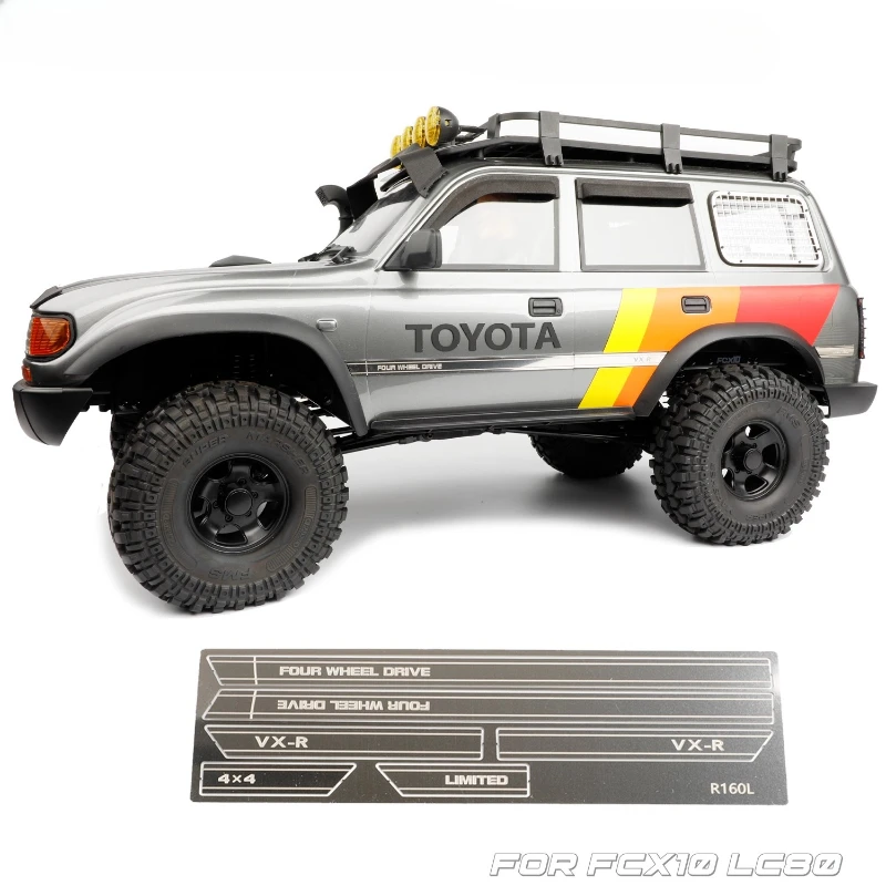 

2pcs Side Skirts Stainless Steel Skid Plate Body Metal VX-R Decorative Sheet for 1/10 RC Crawler Car FCX10 LC80 Accessories