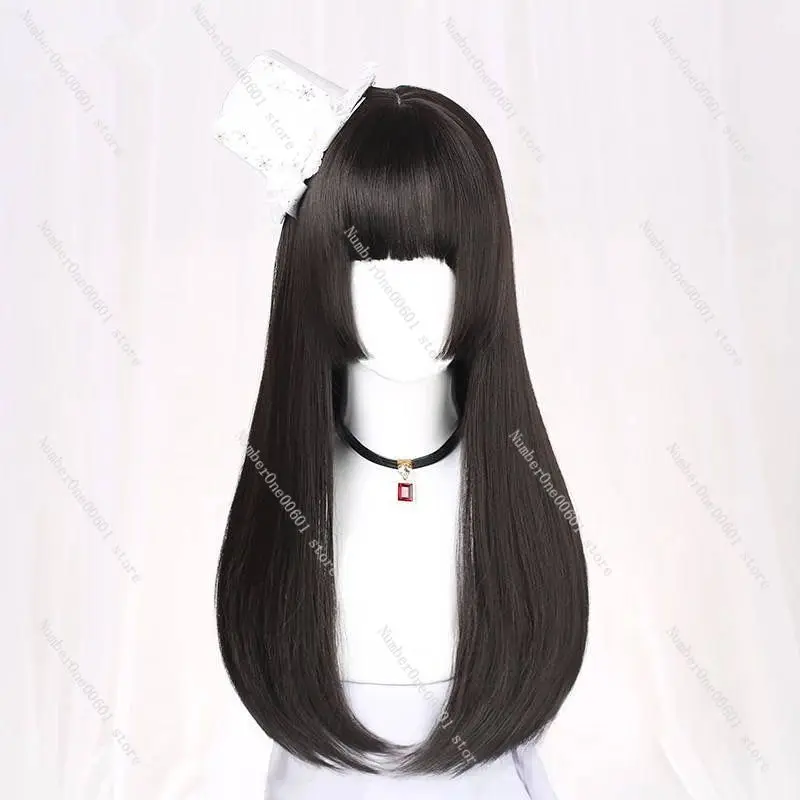 Wig Hime Style Black Long Straight Hair Cosplay Unisex Long Roll Fake Girl Cross Dressing Anime Cosplay Fake Hair