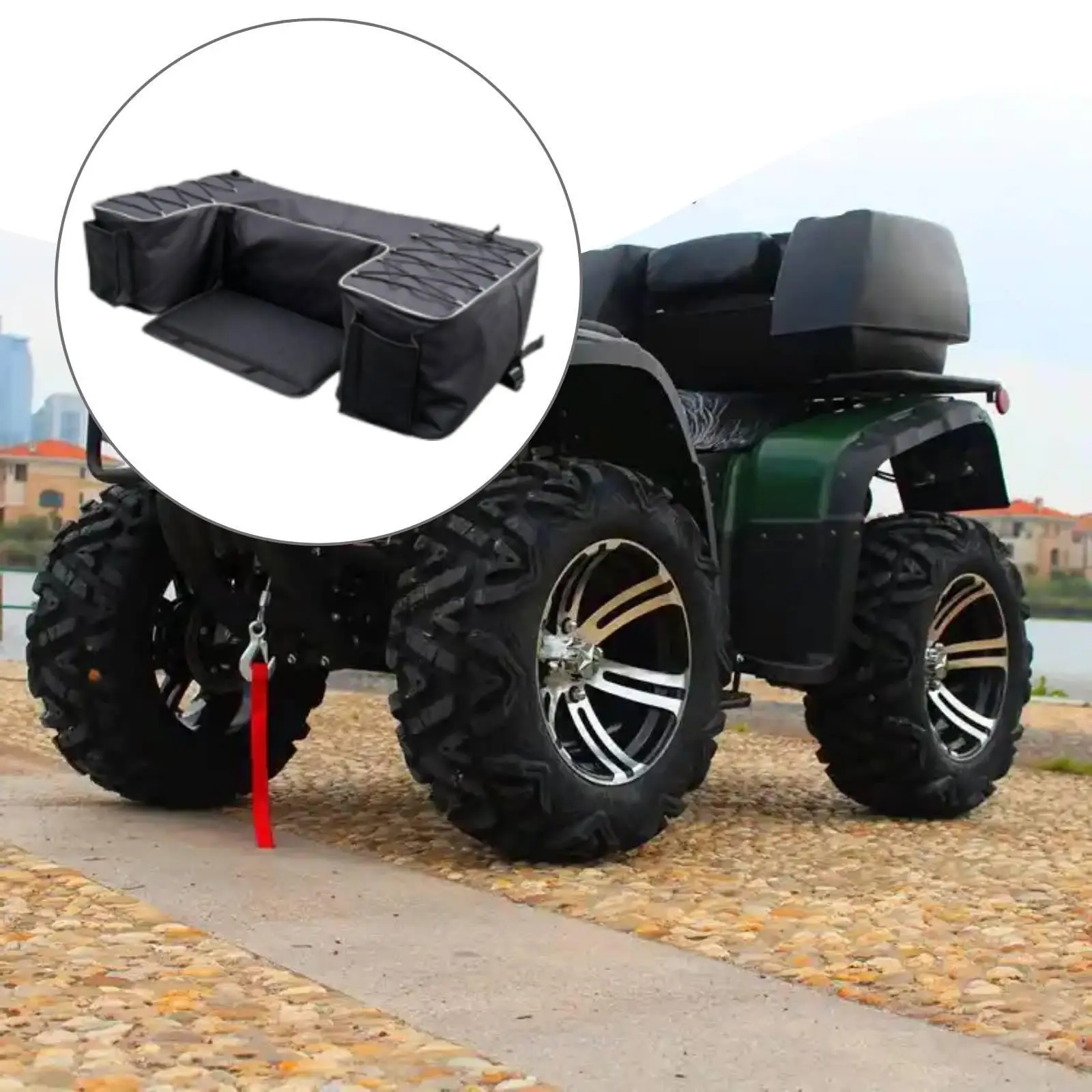 Motorcycle Saddle Tail Bag Black Oxford Cloth Spacious Luggage with Zipper Closure for Travel and Bike Supplies