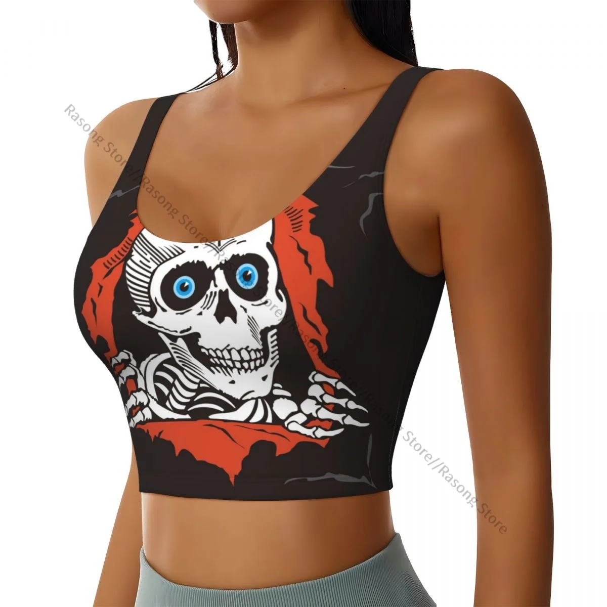 Sports Bra Women Running Yoga Clothes Vest Creepy Skull Gathering Fitness Vest