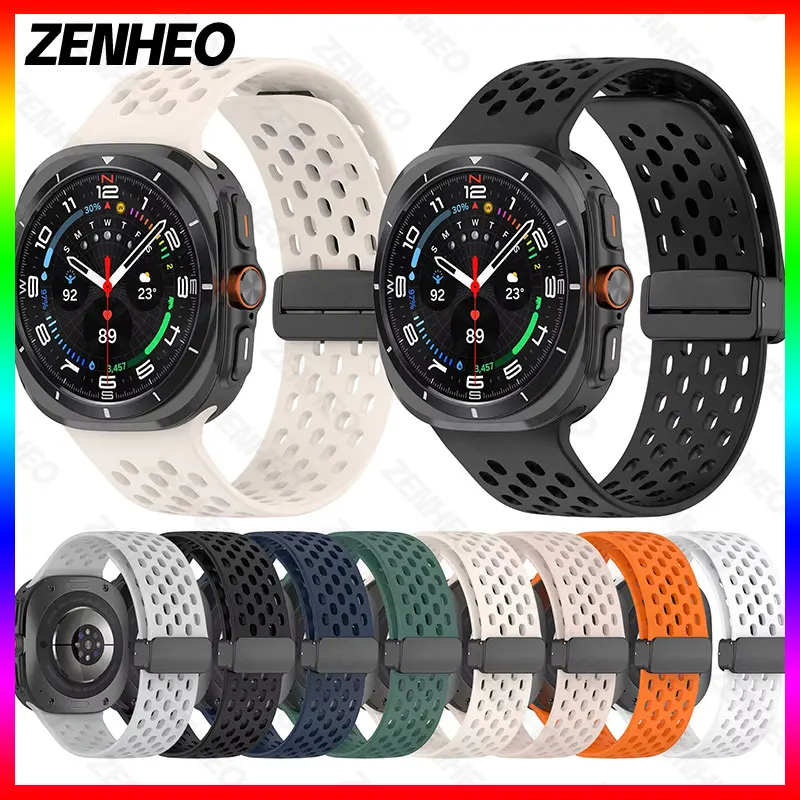 Silicone Strap For Samsung Galaxy Watch Ultra 47mm Magnetic Folding Buckle Watch band Correa Bracelet For Samsung Galaxy Ultra