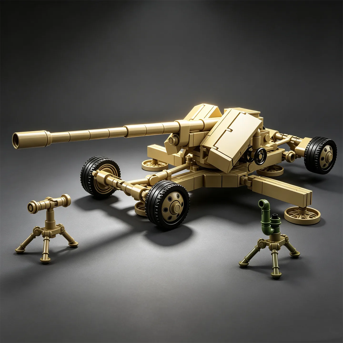 1/35 Krupp Pak 44 128mm Heavy Anti-Tank Gun Build-It-Yourself Model Kit Toy MOC Howitzer Display Piece