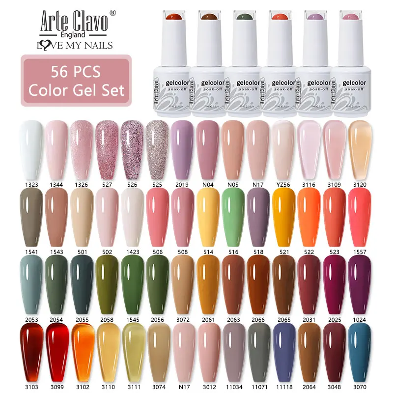 

Arte Clavo Brown Red Autumn Color Collection Nail Gel Polish Set 15ml Soak Off UV LED Gel Varnish Nude Purple Gel Nail Manicure