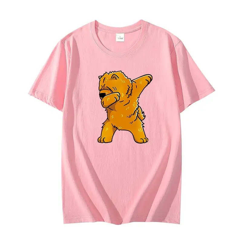 Dabbing ?Chow Chow Dog Unisex graphic t shirt for men oversize cotton T-shirt short sleeve t-shirts Summer t shirt for men