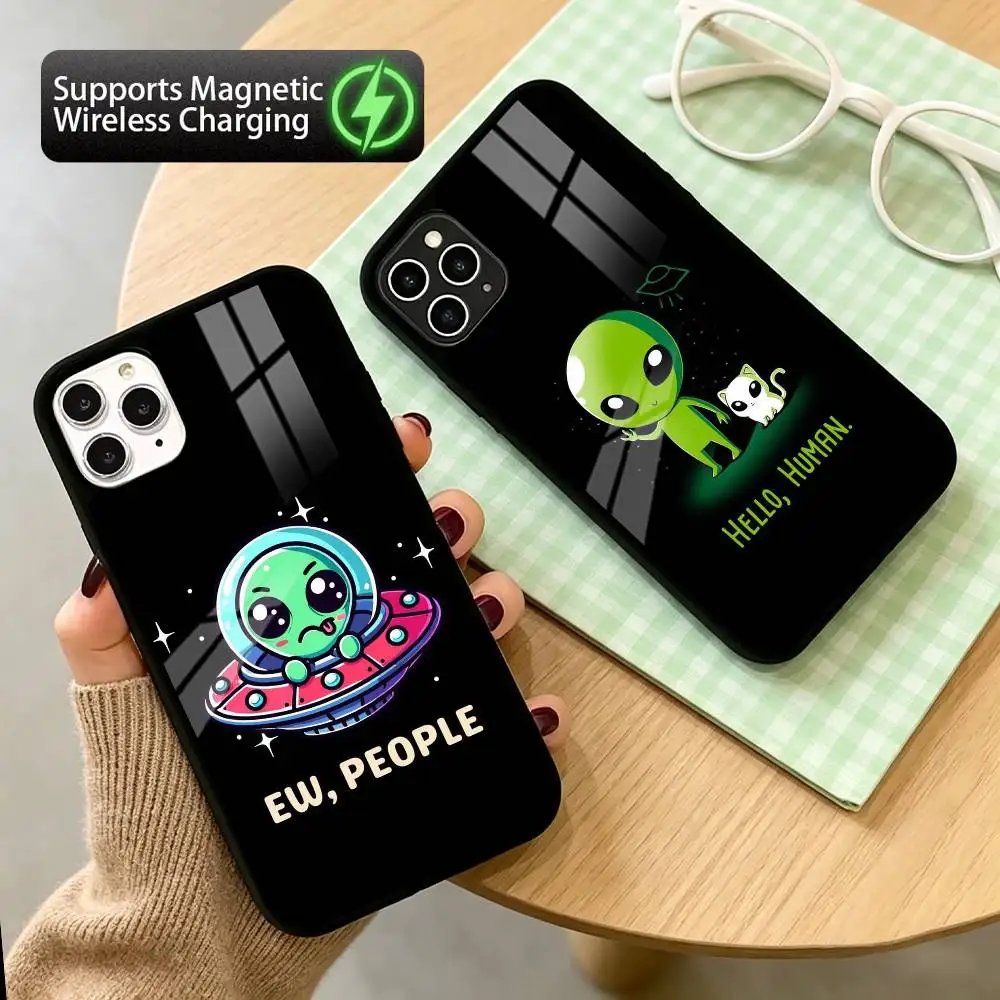 Space UFO Alien Thing Funny  Phone Case For iPhone17,16,15,14,13,12,11 Plus,Pro Supports Magnetic Wireless Charging