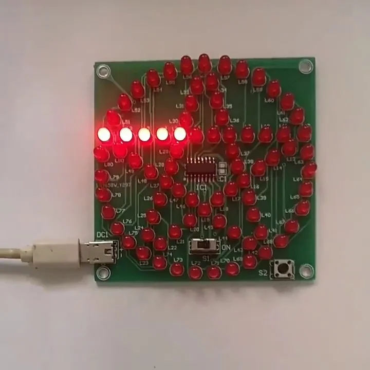Kit électronique DIY 80 LED : Kit d'ambiance avec haut-parleur circulaire et étoile, Kit de lampe à effet d'eau courante, Kit de formation aux compétences en microcontrôleurs