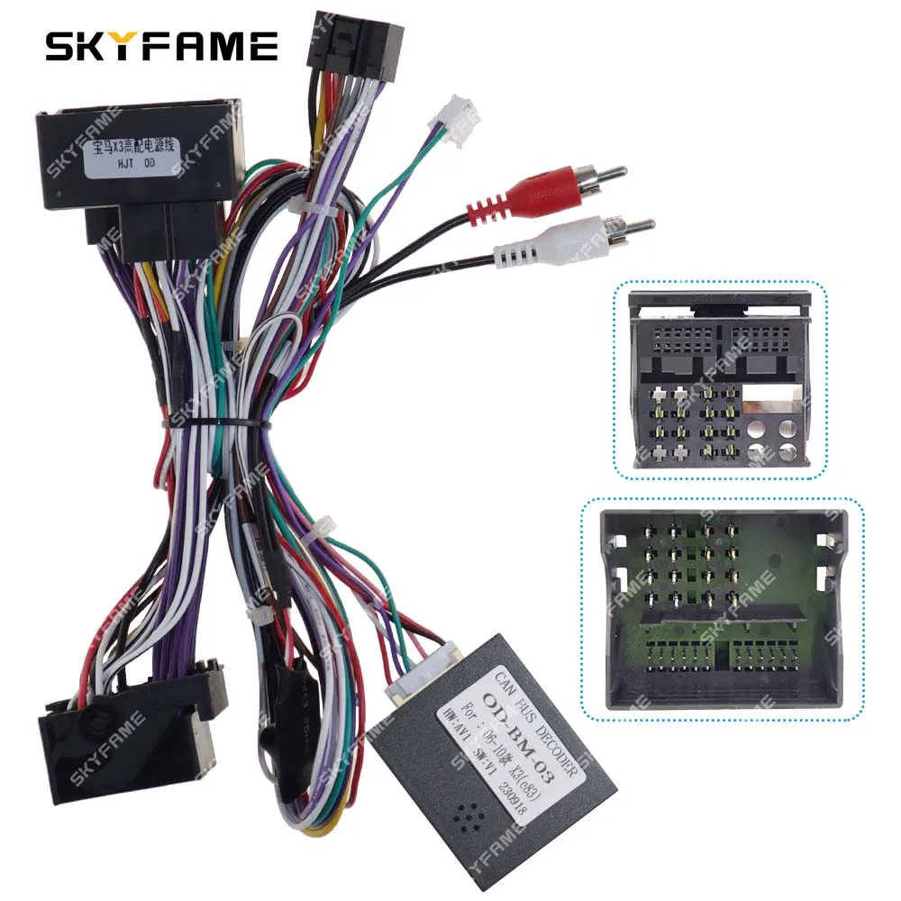 

SKYFAME 16Pin Car Stereo Wire Harness Adapter Canbus Box Decoder For Bmw X3 E83 Power Cable OD-BW-03