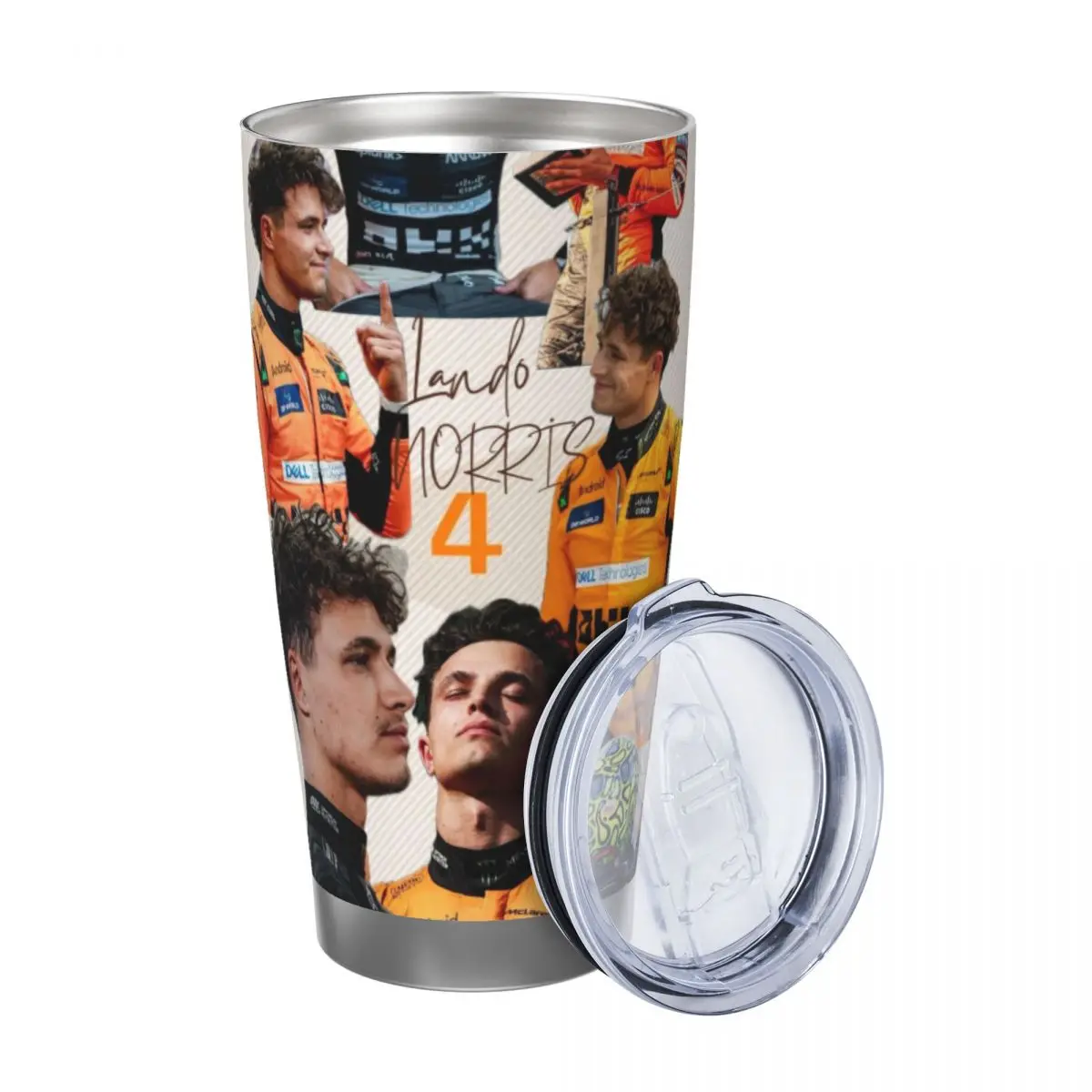 Lando Norris 20oz Stainless Steel Car Mug Straw Thermal Iced Travel Cup Vacuum Insulated Coffee Hot Cup