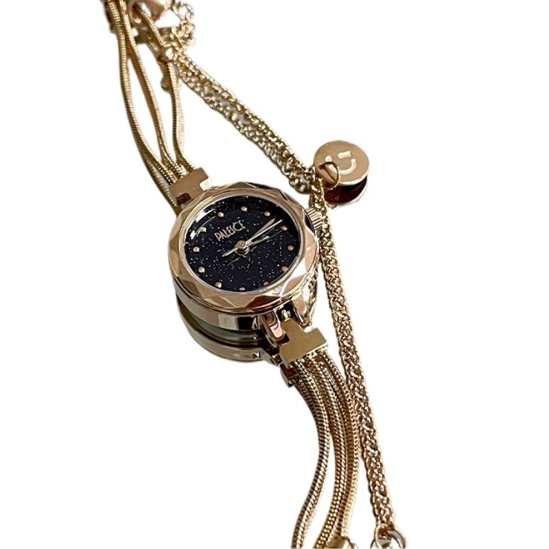 

Medieval temperament small watch women, exquisite small bracelet girls light luxury workplace gold watch
