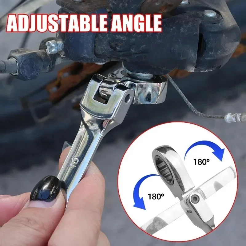 1 Pcs Ratchet Wrench of Keys Spanner Set Hand Tool 72-Tooth Ratcheting Flexible Head Mirror Finish 6mm-27mm Auto and Home Repair