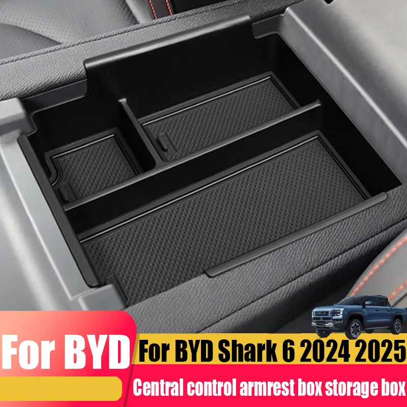 

For BYD Shark 6 2024 2025 ABS center console armrest box storage box car storage supplies accessories partitioned storage