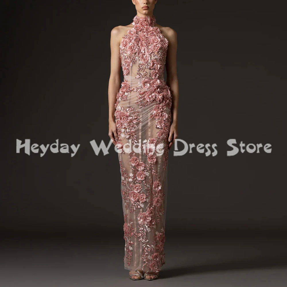 

Heyday Women's Halter Sequins 3D Flowers Straight Floor-Length Evening Dresses With Sleeveless Formal Elegant Dresses 2025
