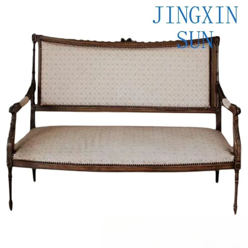 Solid wood carving flower sofa chair American neoclassical gold old printed court leisure chair