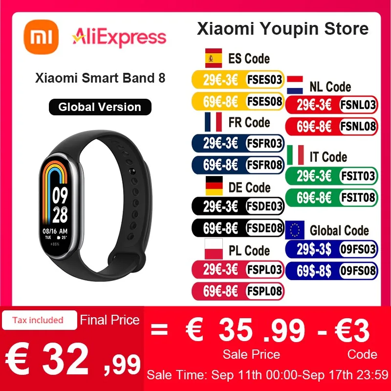 Globalna wersja Xiaomi Mi Band 8 inteligentna bransoletka Bluetooth 5.1 poziom tlenu we krwi Traker do monitorowania tętna 150 + tryby sportowe