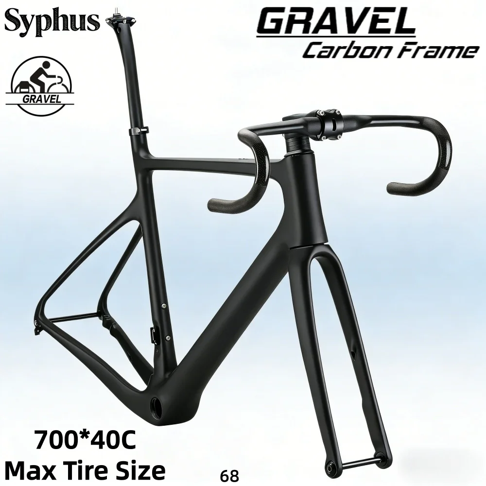 

Syphus 700C Carbon Gravel Frame Disk Brake Frameset Gravel Cyclocross Frame Road Bike Gravel Frame Gravel Frameset