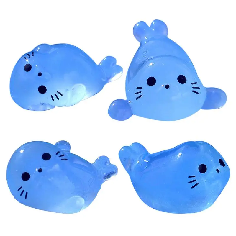 Glow In The Dark Animals Stress Relief Toys Resin Seal Miniature Aquarium Ornament For Aquarium Decor Fairy Garden