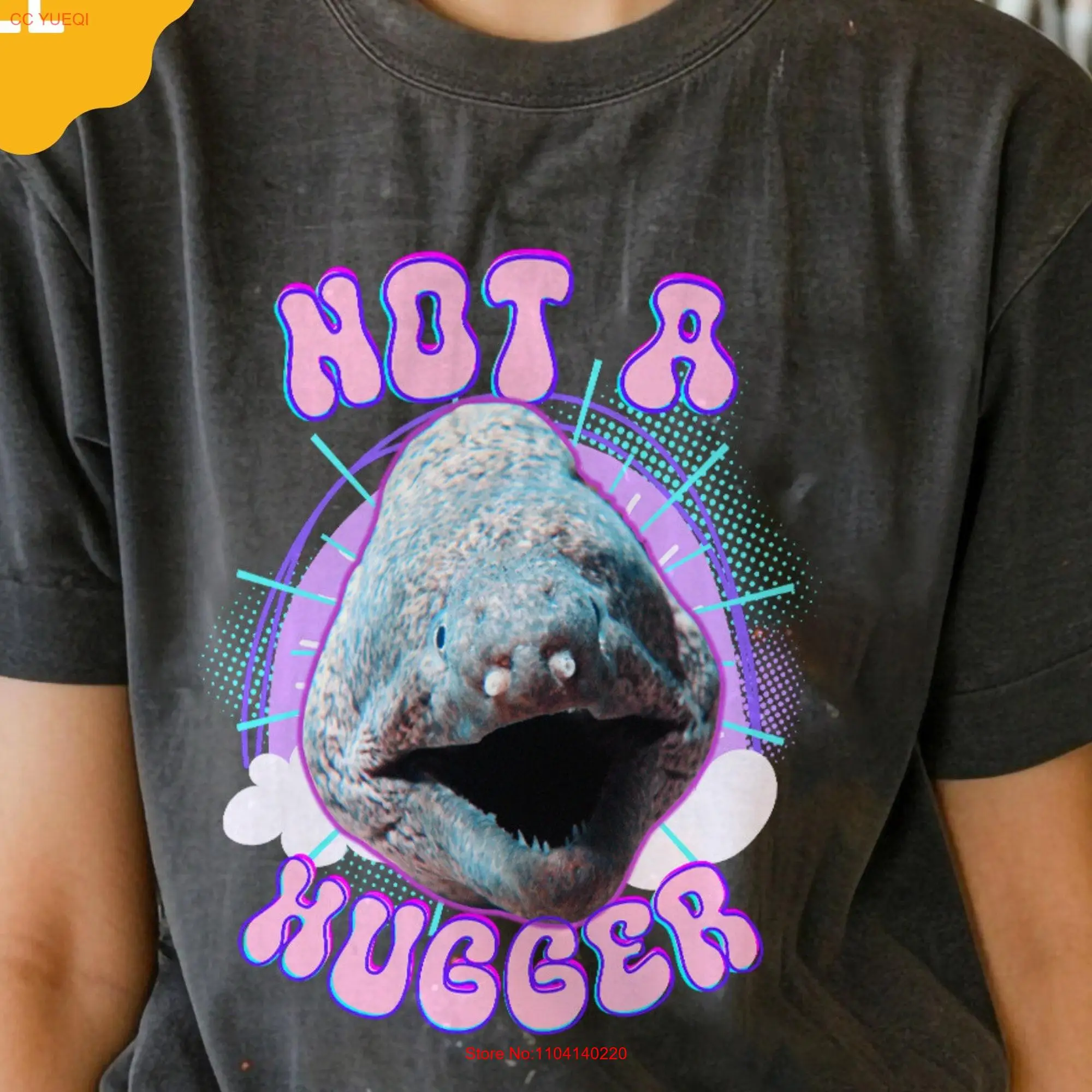 Retro Bootleg Rap T Shirt Not A Hugger Electric Eel Band Fun Ocean Conservation Vintage 90s For Her or Coworker