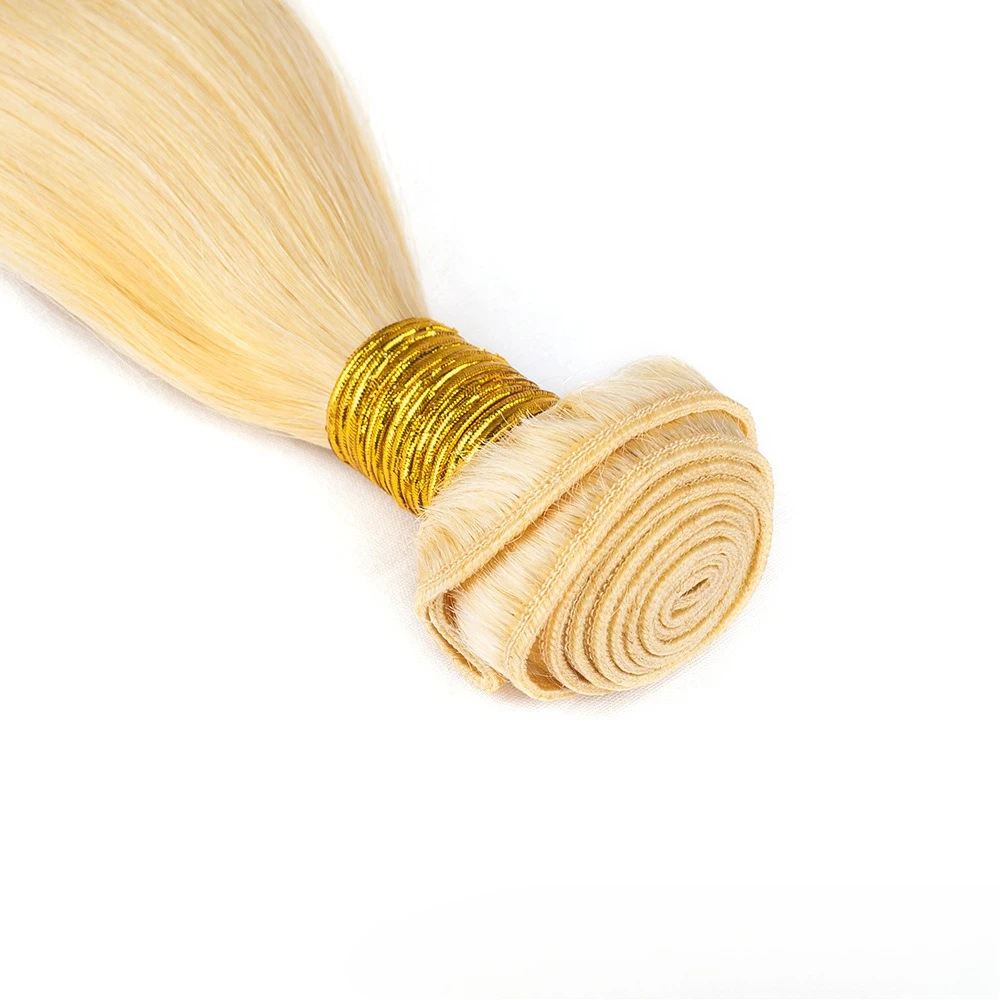 1/3개 613 블론드 번들 인모 스트레이트 10-30인치 100% 미가공 버진 인모 헤어 익스텐션 12A 등급 웨이브 풀 엔드