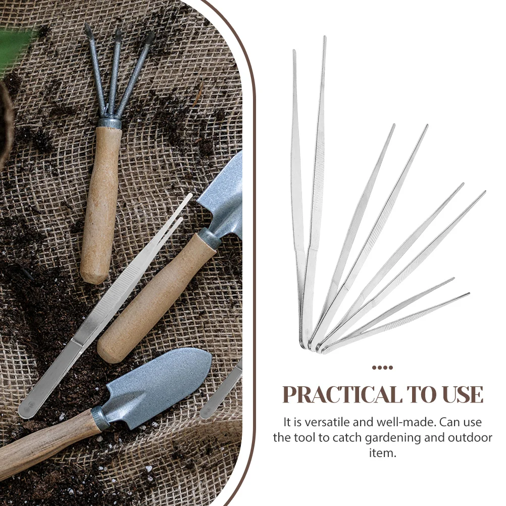 

4Pcs Garden Tweezers Stainless Steel Portable Planting Tool Compact Multifunctional Gardening Accessory Durable Small Planting