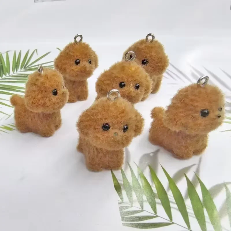 

20 шт. DIY 3D флокирование питбуля смоляные подвески аксессуары плюшевые животные собака кукла кулон для брелка серьги ремесла изготовление ювелирных изделий