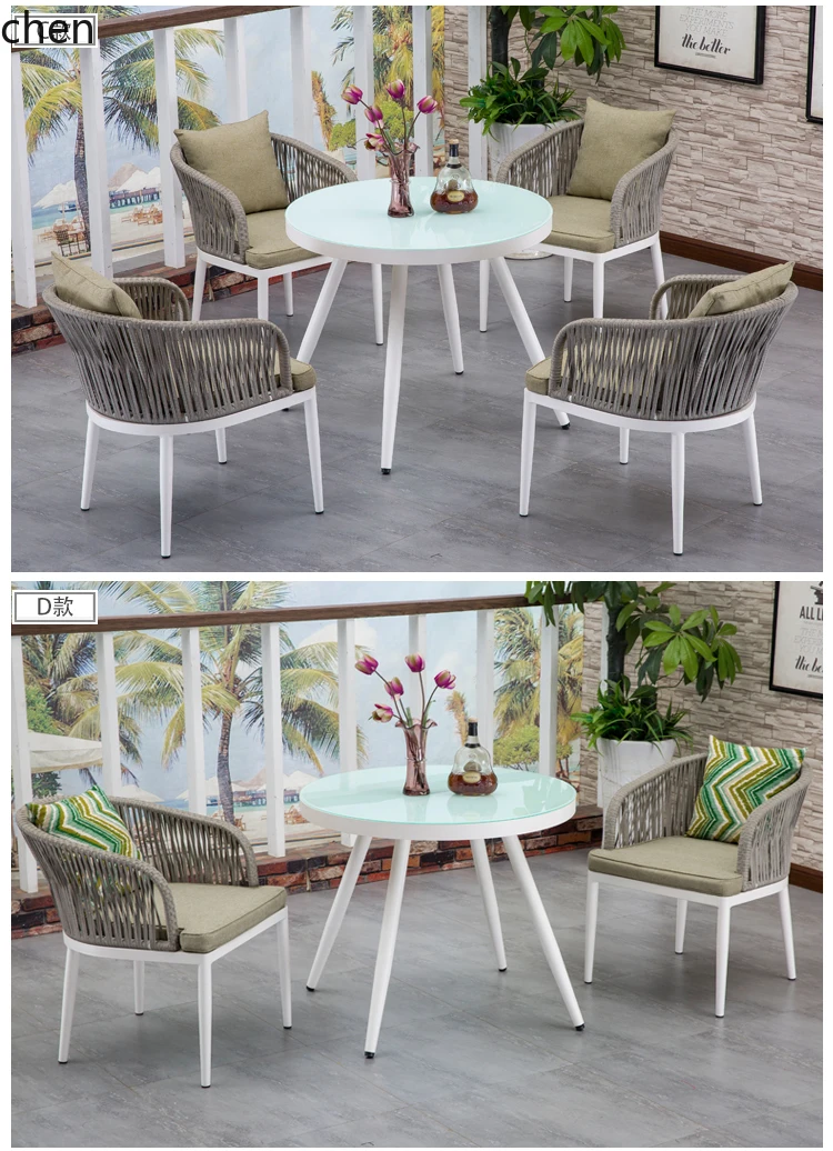 light luxury outdoor balcony leisure small table and chair rattan chair coffee table terrace table and chair combination