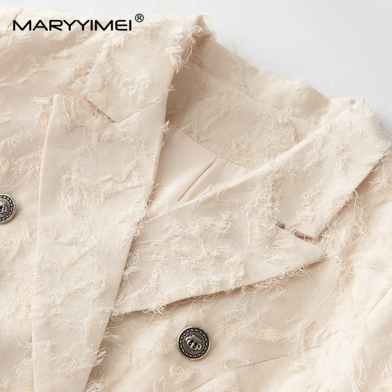 MARYYIMEI-Chaqueta de manga larga con botones y borlas para mujer, conjunto de 2 piezas con solapa y falda de un solo pecho, moda de diseñador, novedad