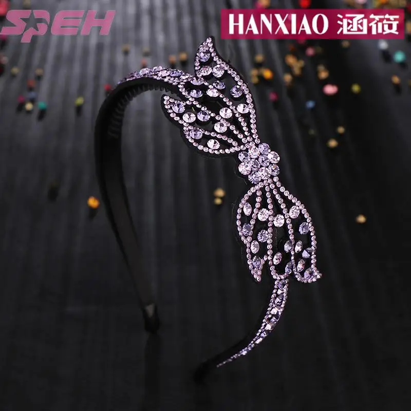 Korean version of the headband bow hair ornament Czech diamond pressure hair card with anti-slip card jewelry Czech diamond