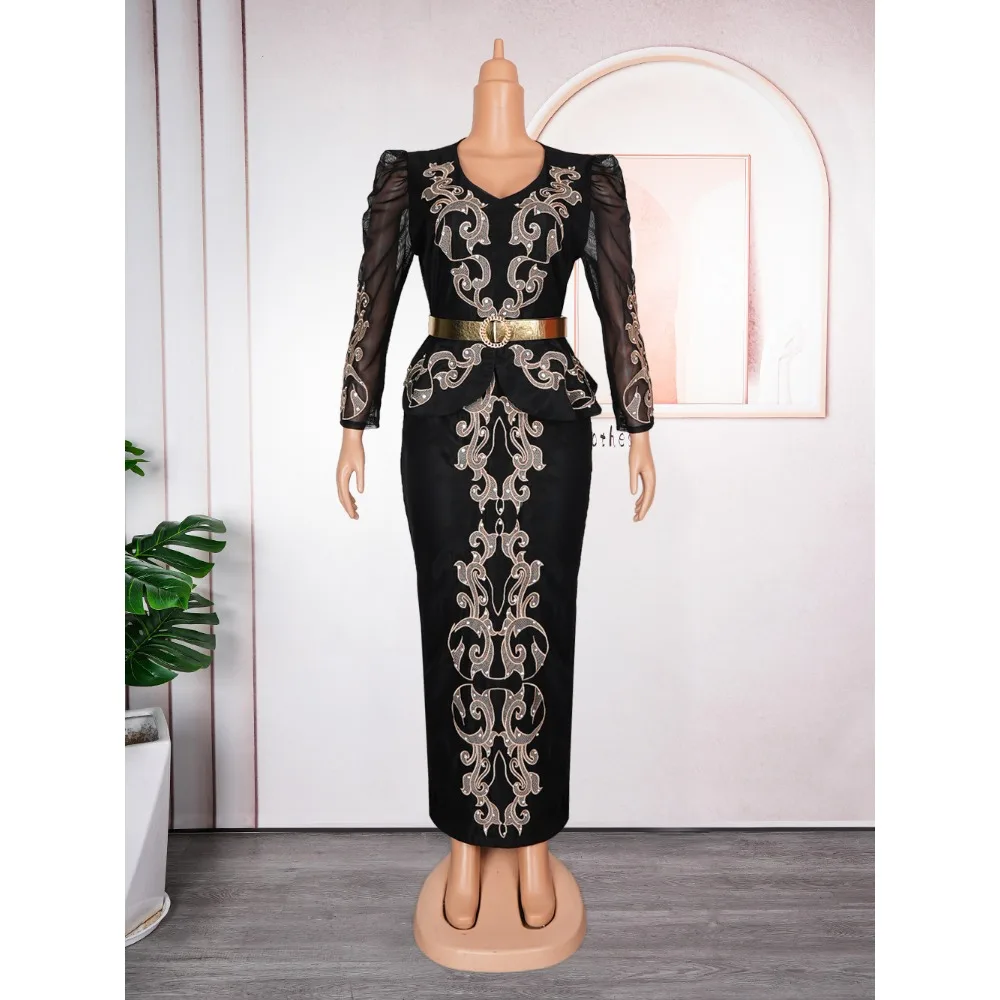 African Dresses for Women 2024 Elegant Africa Clothing Plus Size Dashiki Ankara Outfits Robe Turkey Wedding Party Long Dress