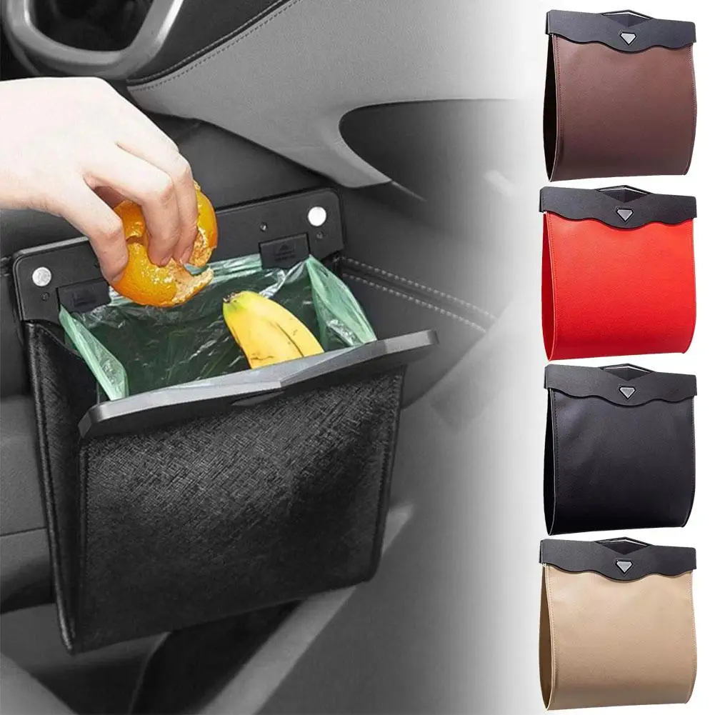 Car Storage Bag Auto Garbage Bag Hanging Storage Bags For Phone Large Capacity Tissue Bottle Holder V0x9