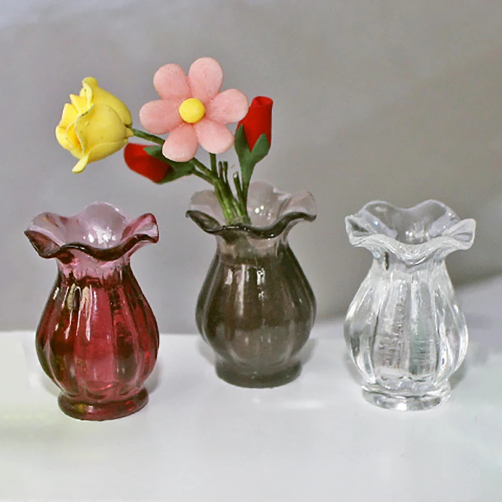 1/12 Dollhouse Miniature Accessories Mini Resin Flower Vase Model for Doll House Home Decoration ob11 bjd