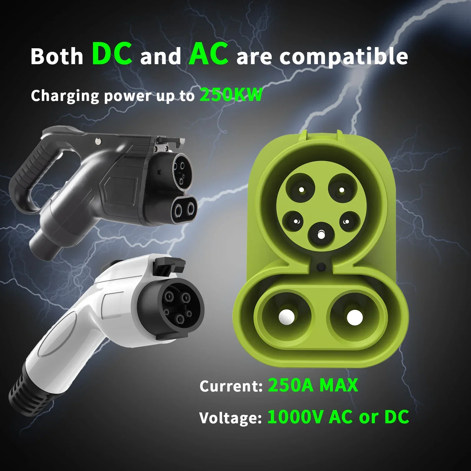 Ccs1/Type1-ccs2/Type2 Adapter EV Charger DC 1000V 250A and EV Charger Connector Type 1 to Type 2 Adapter SAE j1772 to IEC62196