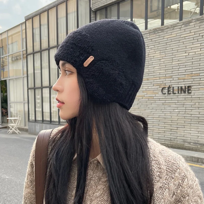 New Unisex Winter Knitted Hat with Ear Protection Fashion Beanie Hats for Men Women Outdoor Earflap Hat Classic Keep Warm Cap