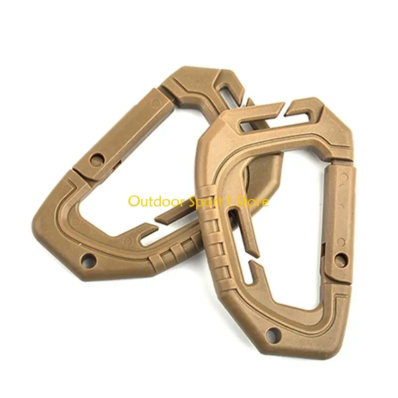 

A0KA 2Pcs D Shaped Plastic Snaps Clip Tactically Carabiner Hangings Keychains Hook