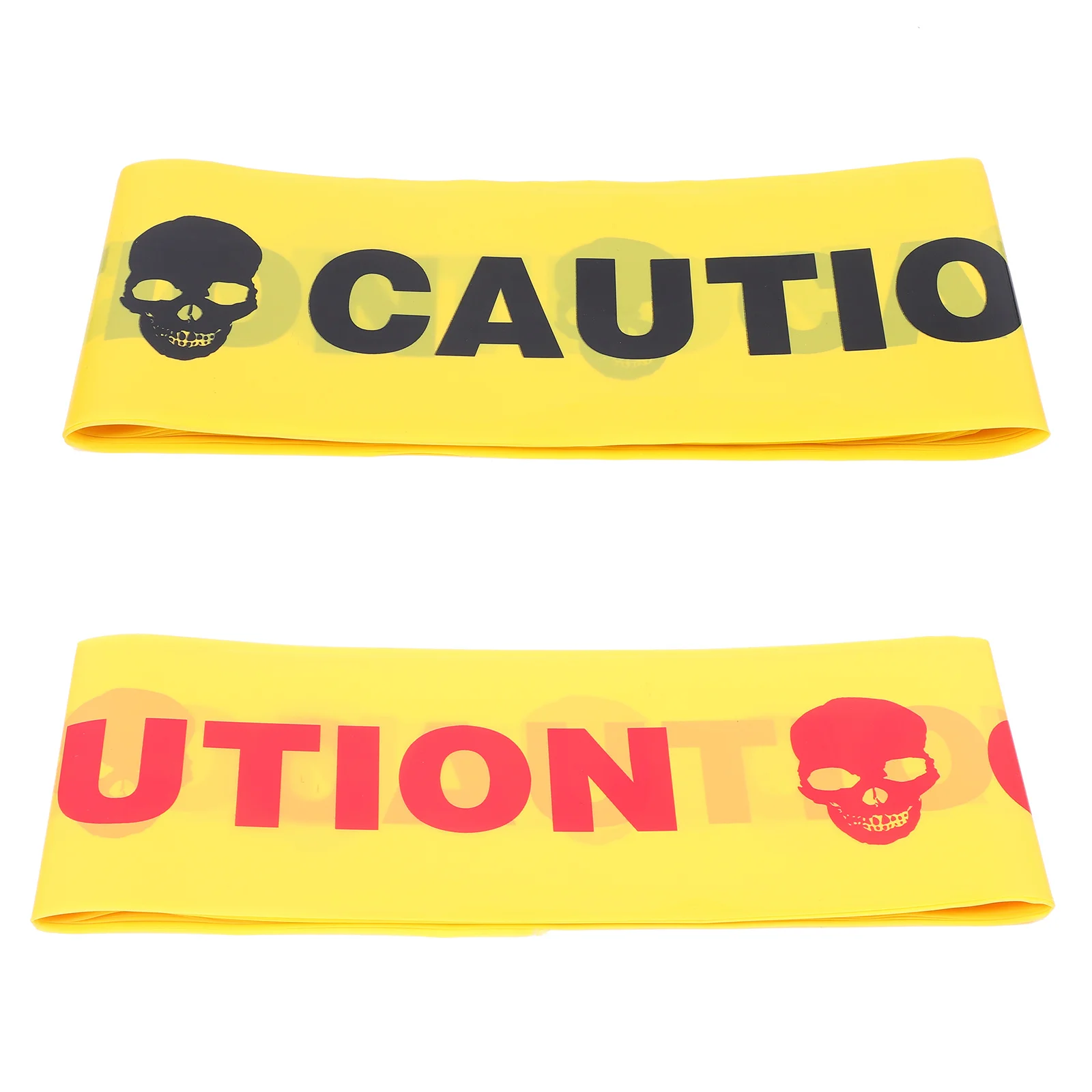 2Pcs Halloween Skull Patterned Yellow Caution Orange Warning Safety Warning Tape for Marking Construction Hazards and Halloween