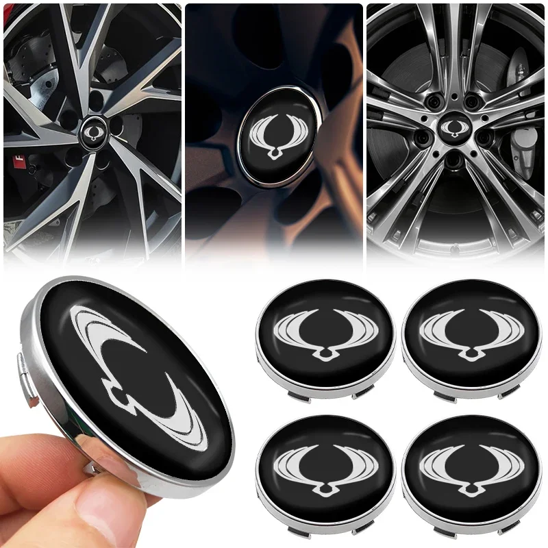 4pcs 60mm Car Wheel Center Hub Cap Logo Sticker Rim Cover Emblem Decal For Ssangyong Hyogo Actyon Touring Rest Rest-W e-SIV Ludi