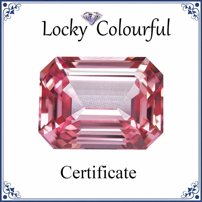 

Lab Grown Padparadscha Emerald Cut Red Lotus Color Charms Beads for DIY Jewelry Making Ring Materials Selectable AGL Certificate