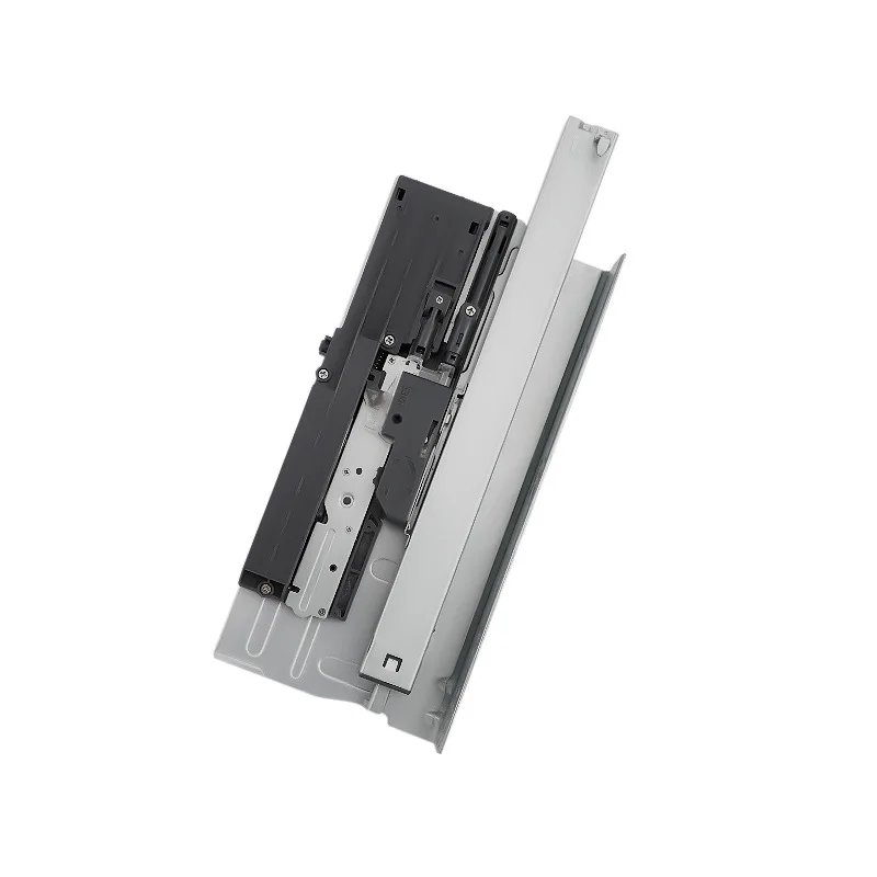 Hidden three-section bottom support drawer slides, silent damping, buffer buffer bottom rail, cabinet load-bearing rebound